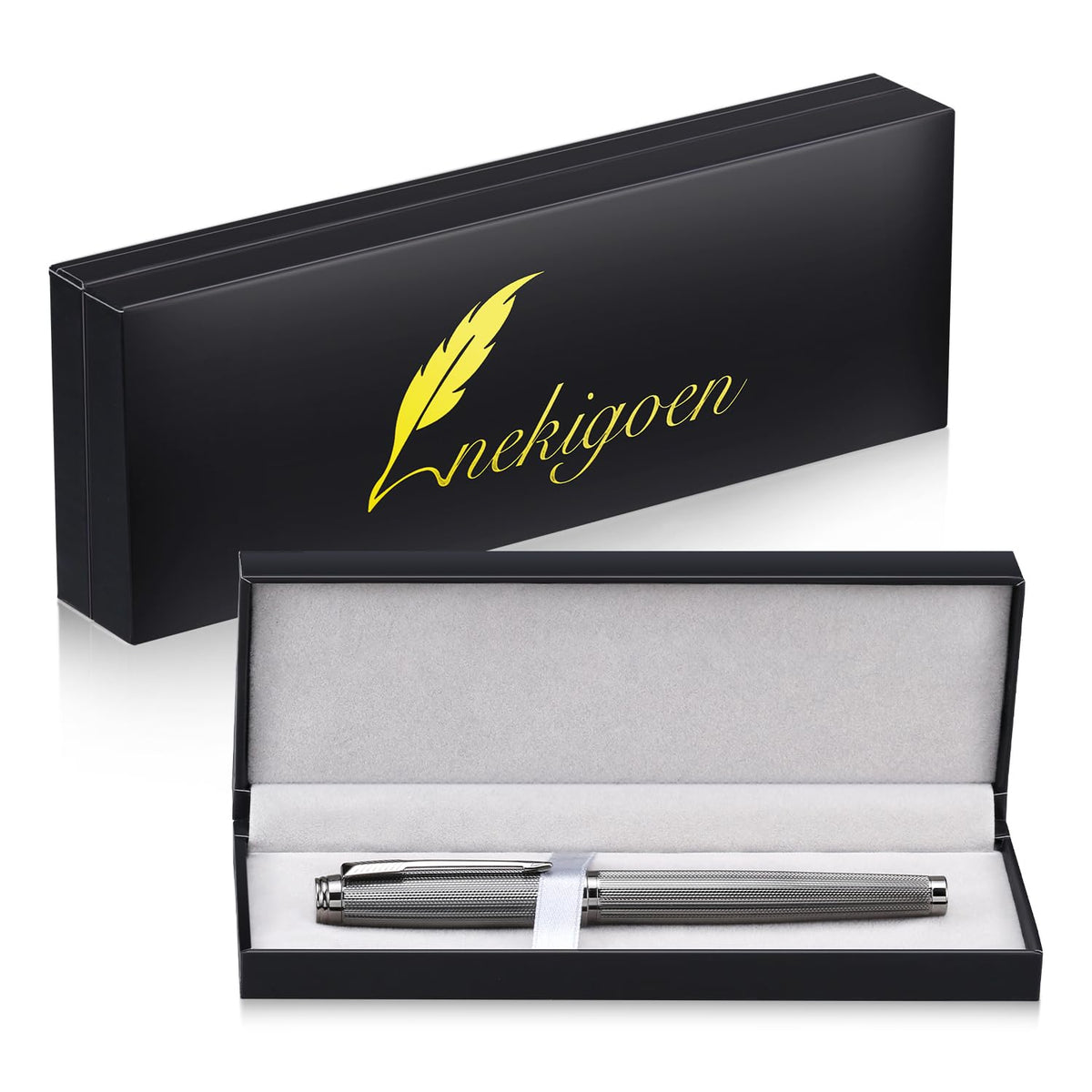 Nekigoen Rollerball Pen For Men Women Luxury Metal Executive Pens Home Office Use With 2 Extra Refills Black Ink 0.7Mm G2 (Metal