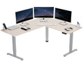VIVO Electric Corner 63 x 55 inch L-Shaped Standing Desk, Memory Height Adjustment, Light Wood Top Gray Frame, DESK-E3CTGC