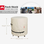 Porch Shield Patio Round Cooler Bar Table Cover - Waterproof Outdoor Ottoman Coffee Side Table Cover - 19.5D X 21H Inch