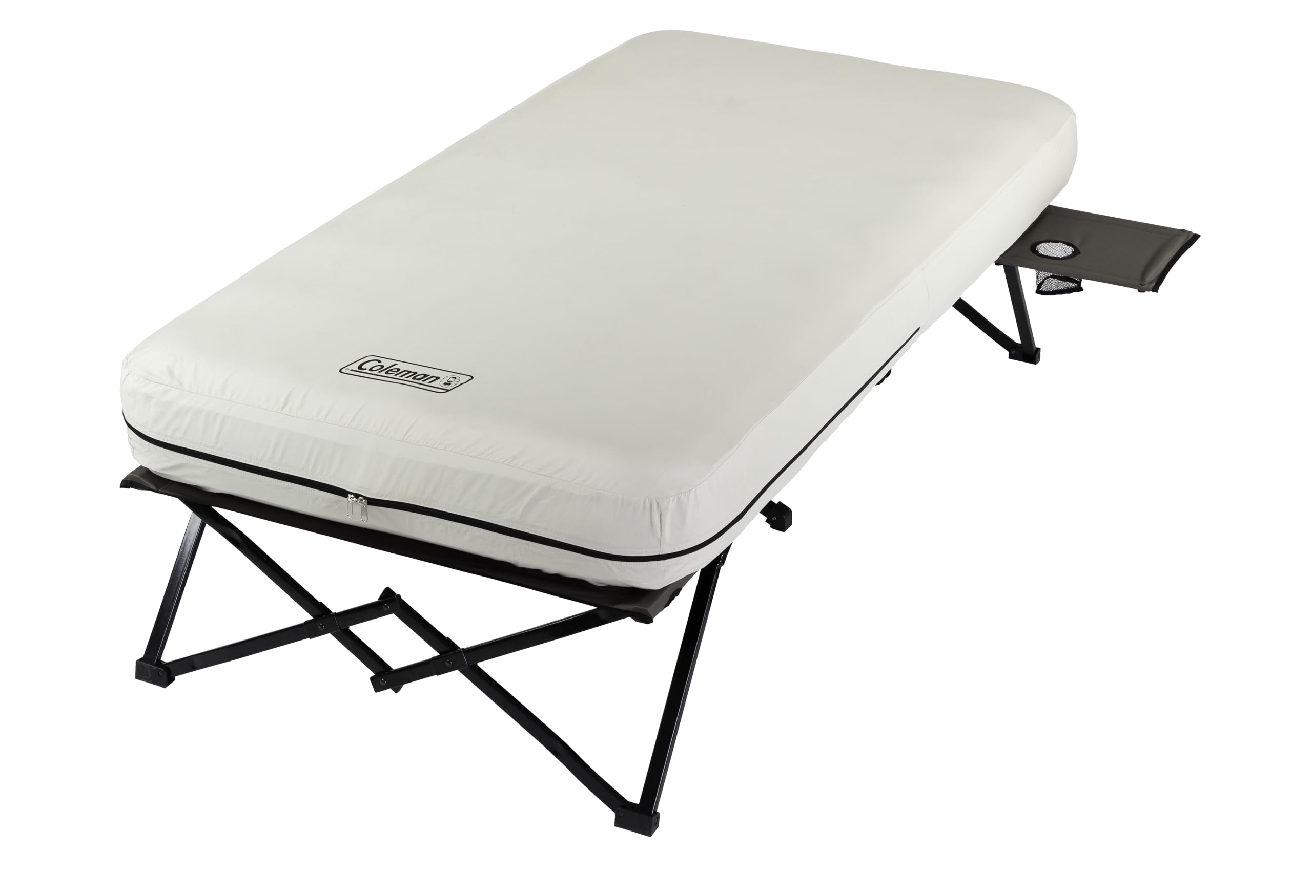 Coleman Camping Cot, Air Mattress, & Pump Combo, Folding Camp Cot & Air Bed with Side Table & Battery-Operated Pump, Great for C