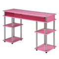 Convenience Concepts Designs2Go No Tools Student Shelves Desk, 47.25 L x 15.75 W x 30 H, Pink