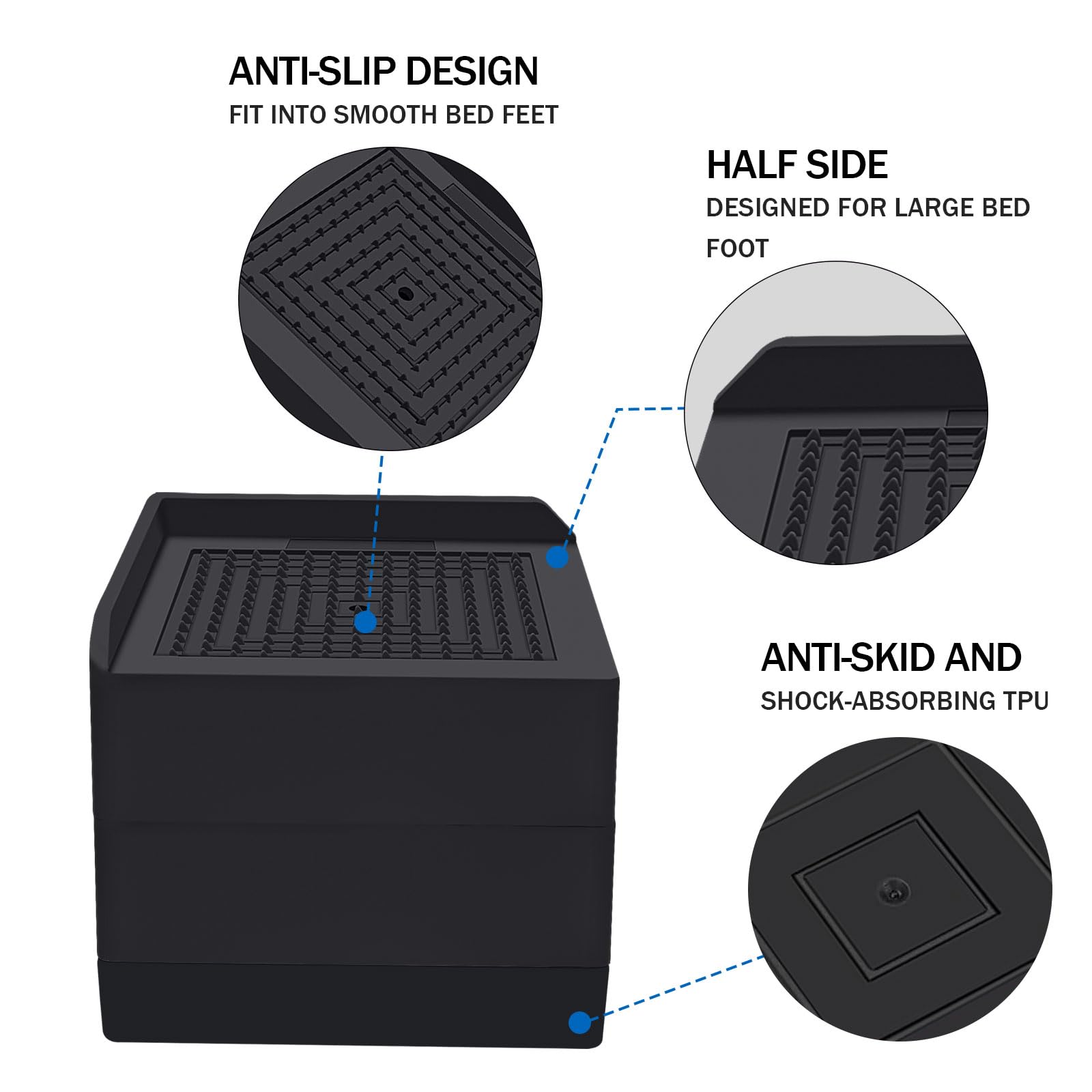 Annkut Bed Risers 3 Inch Heavy Duty,Furniture Risers For Desk Table Sofa Couch Lifts To 1.5 Or 3 Inch, Square Adjustable Risers