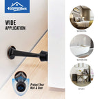 Homotek 4 Pack Heavy Duty Solid Rigid Door Stop With Soft Rubber Tip, Zinc Die Cast Door Stopper Protect Wall & Door, Oil Rubbed
