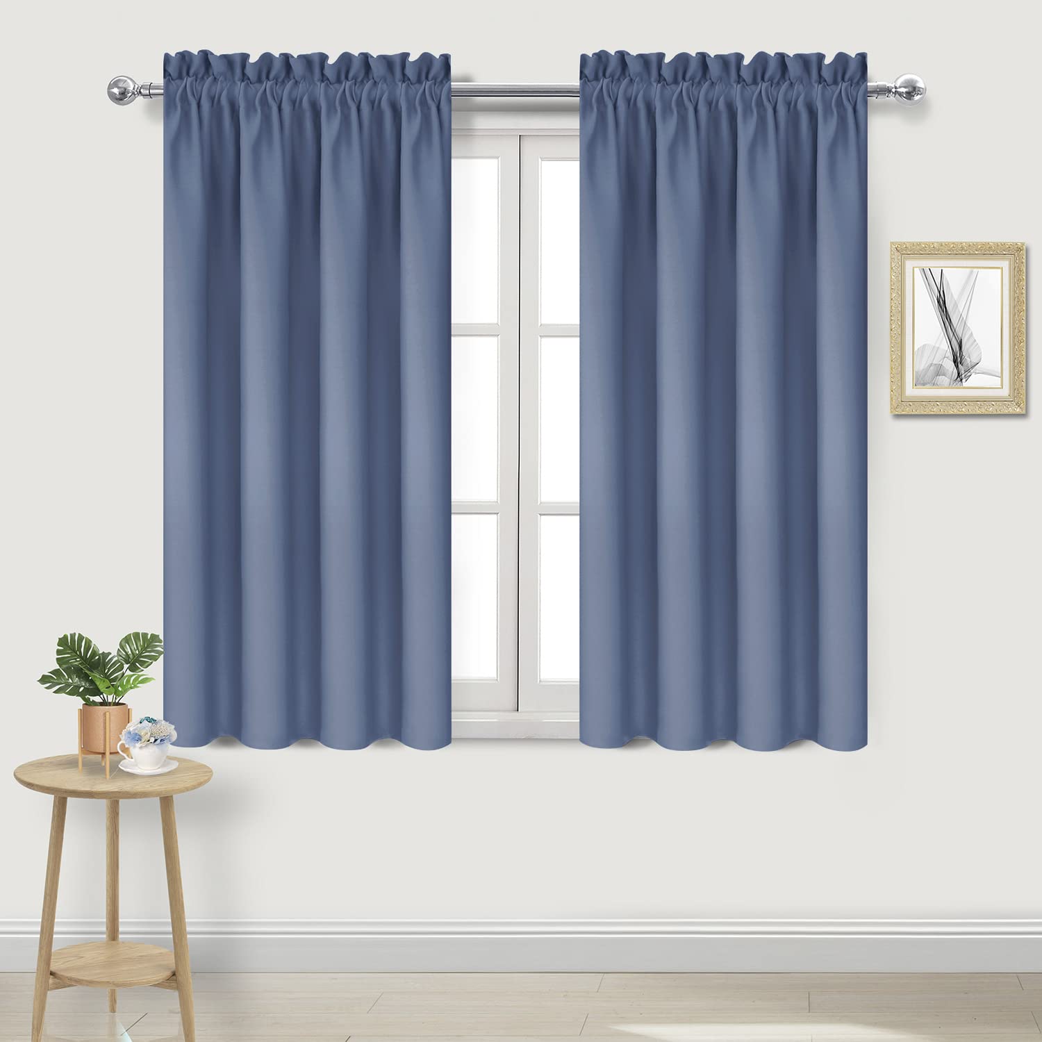 Dwcn Blackout Curtains - Thermal Insulated, Energy Saving & Noise Reducing Bedroom And Living Room Curtains, Dusty Blue, W 38X L