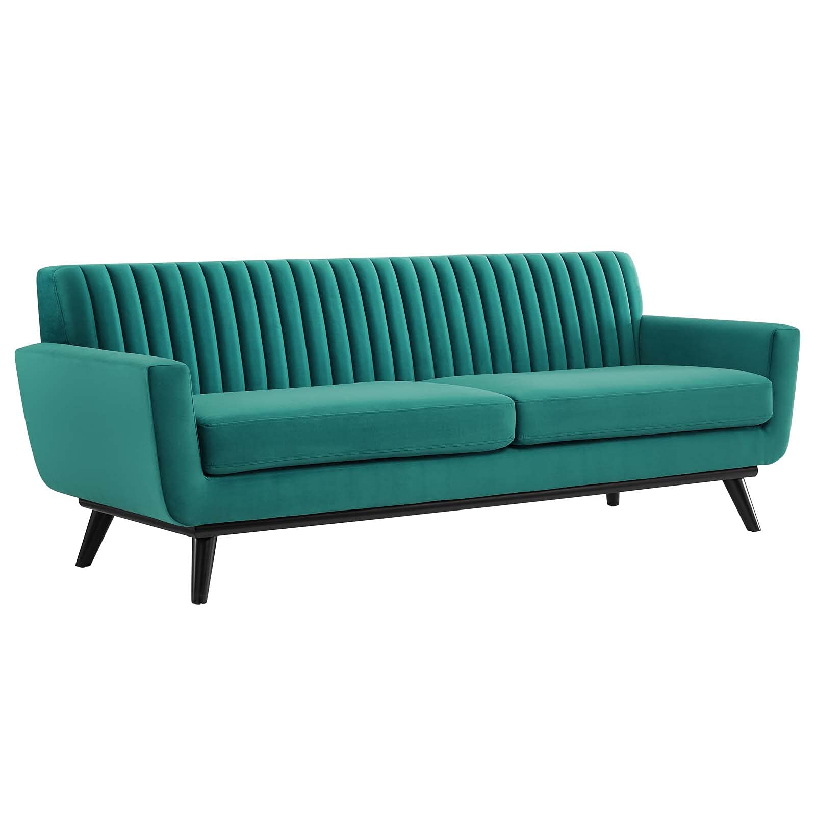 Modway Engage Channel Tufted Performance Velvet Sofa in Teal