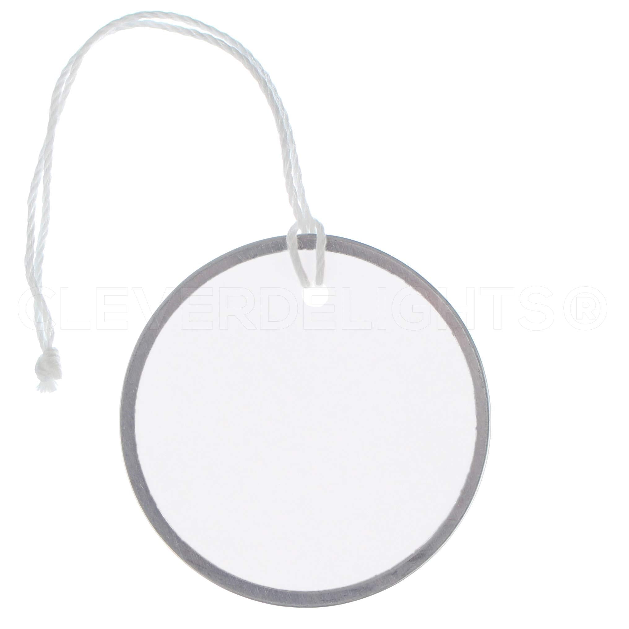 Cleverdelights Metal Rim Key Tags - 2.25' Diameter Tag With Strings - White - 50 Tags