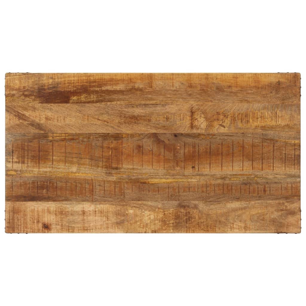 vidaXL Solid Mango Wood and Powder-Coated Iron Dining Table - Rustic and Industrial Style, Size 43.3&quot;x23.6&quot;x29.9&quot; - Easy Assembly - Brown