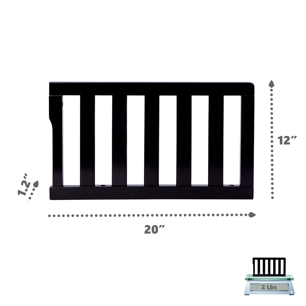 Dream On Me Convertible Crib Toddler Guard Rail In Black, Converts Cribs To Toddler Beds, Solid Wood Construction
