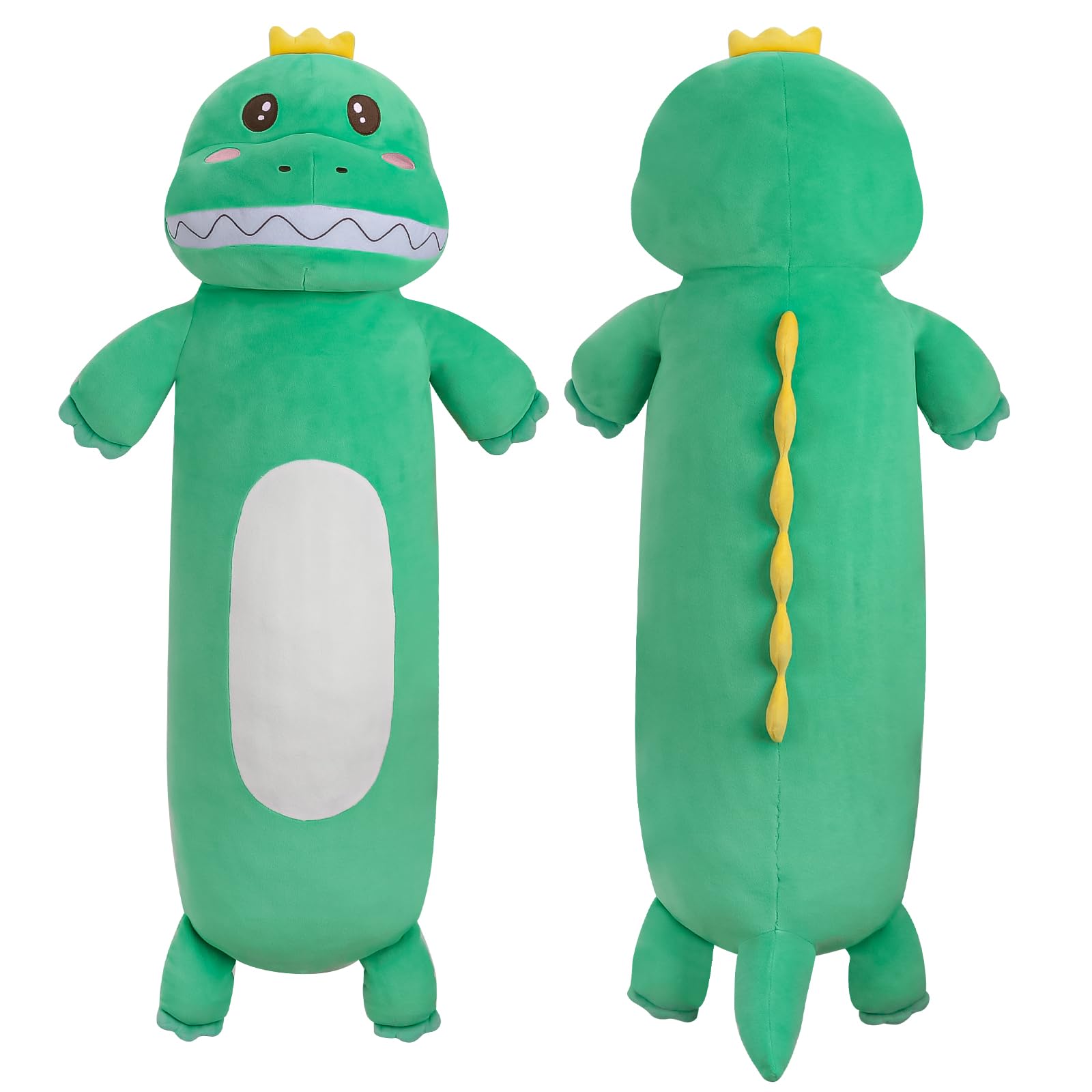 Haijunya 36    Long Dinosaur Plush Body Pillow, Cute Green Dinosaur Stuffed Animals, Soft Body Pillow Dinosaur Squishy Plushies