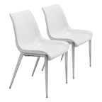 Magnus Dining Chair (Set of 2) White & Silver