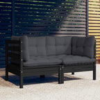 vidaXL Solid Wood Pine 2-Seater Patio Sofa with Anthracite Cushions Garden Outdoor Lawn Yard Terrace Balcony Wooden Seat Seating Sofa Furniture