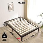 Better Home Products Stella Full Platform Bed Frame, Solid Pine Wood, Tobacco Finish