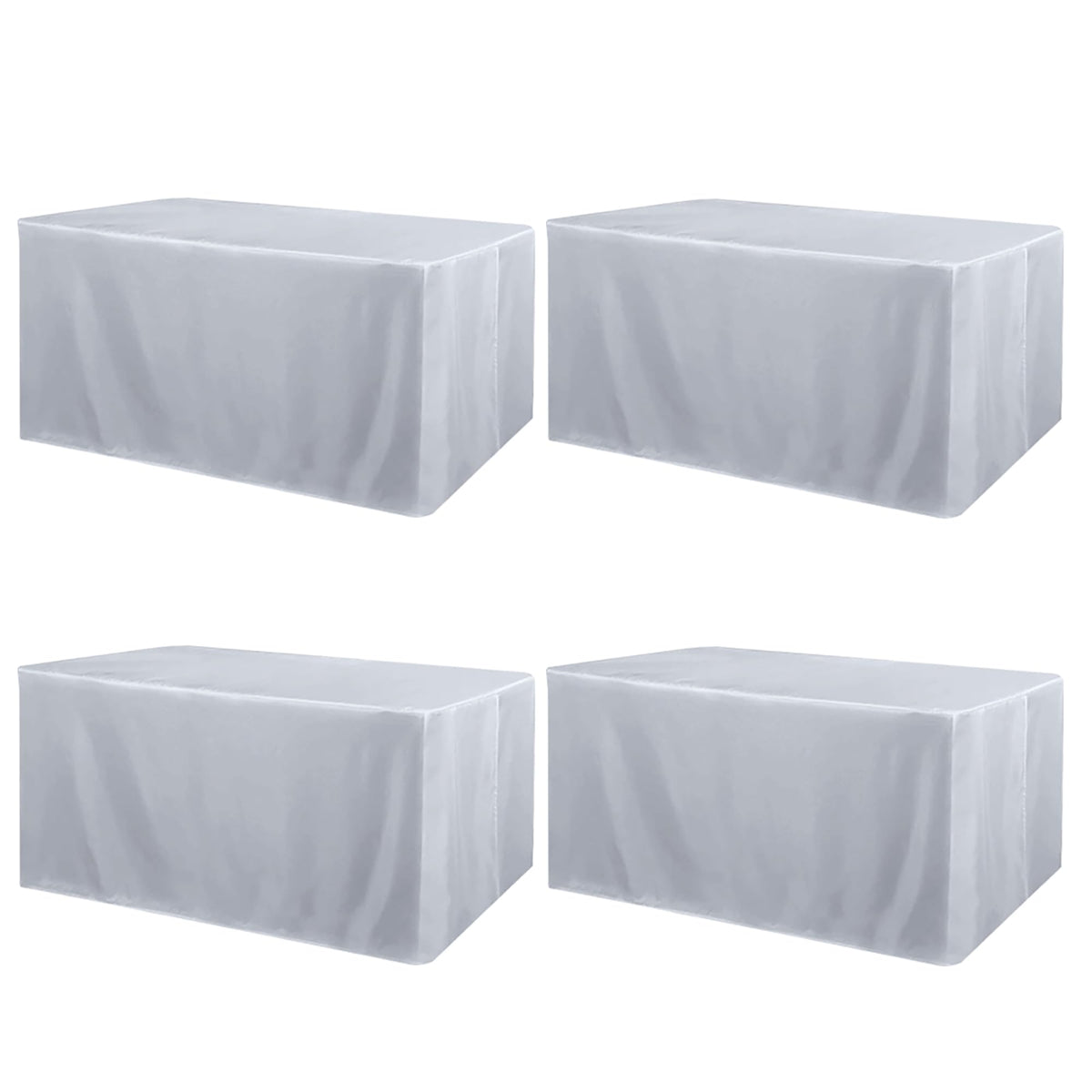 Manmengji 4 Pack Sliver Tablecloth Fitted Table Clothes For 6 Foot Rectangle Tables - Water Resistant Washable Rectangle Table Covers For Wedding, Banquet And Trade Shows, 72L X 30W X 30H Inches