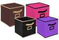 Kuber Industries Non Woven 4 Pieces Small & Large Foldable Storage Organiser Cubes/Boxes (Black & Coffee & Pink & Purple)  Ctgt