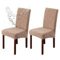 Genina Waterproof Dining Room Chair Covers 2 Pack Stretch Parsons Chair Slipcovers For Dining Room Kitchen Chair Protector Cover, Removable, Washable (2, Flower Pattern-Khaki)