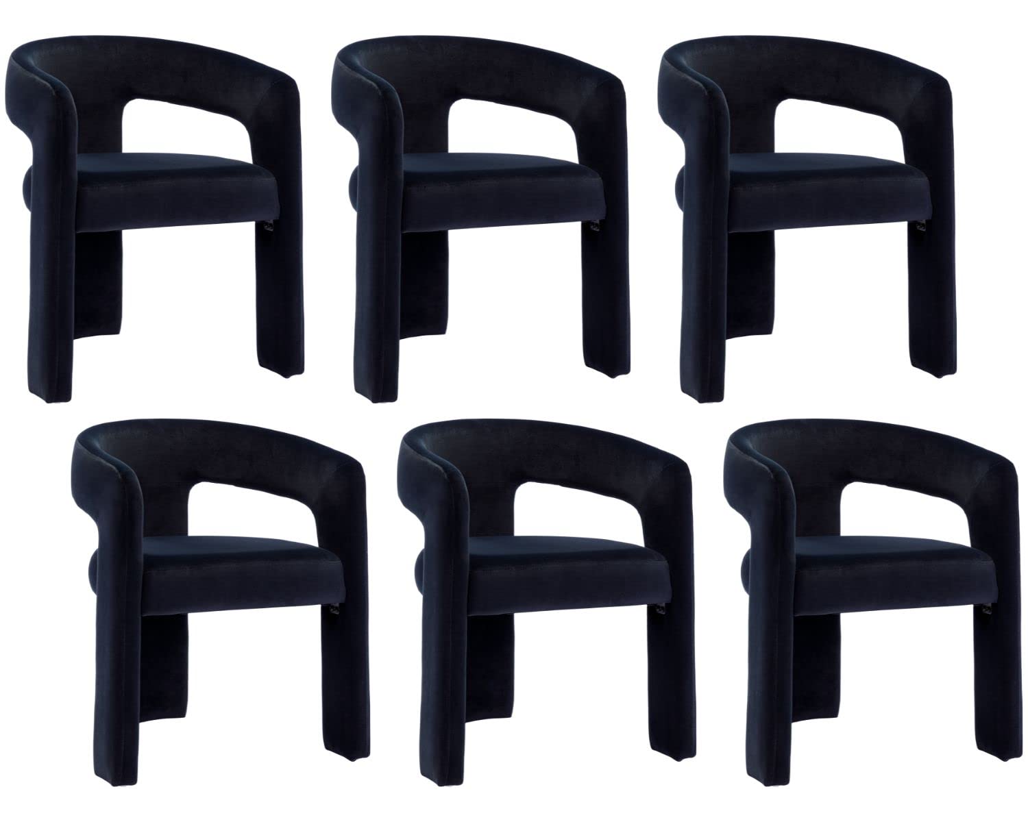 Rivova Modern Barrel Dining Chairs Set Of 6, Velvet Upholstered Accent Side Chair With Arms Comfy Makeup Vanity Chairs, Dining L