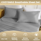 Cozysmile King Sheet Set - 4 Piece Silky Soft Breathable Bed Sheet & Pillowcase Set, 16'' Deep Pocket Hotel Luxury Wrinkle Free