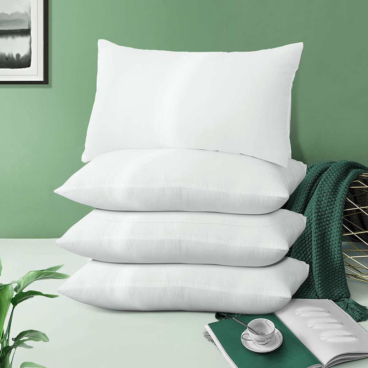Acanva Square Premium Throw Pillow Inserts With Microfiber Filled, Lumbar Support Decorative Stuffer For Sofa Bed Couch & Chairs