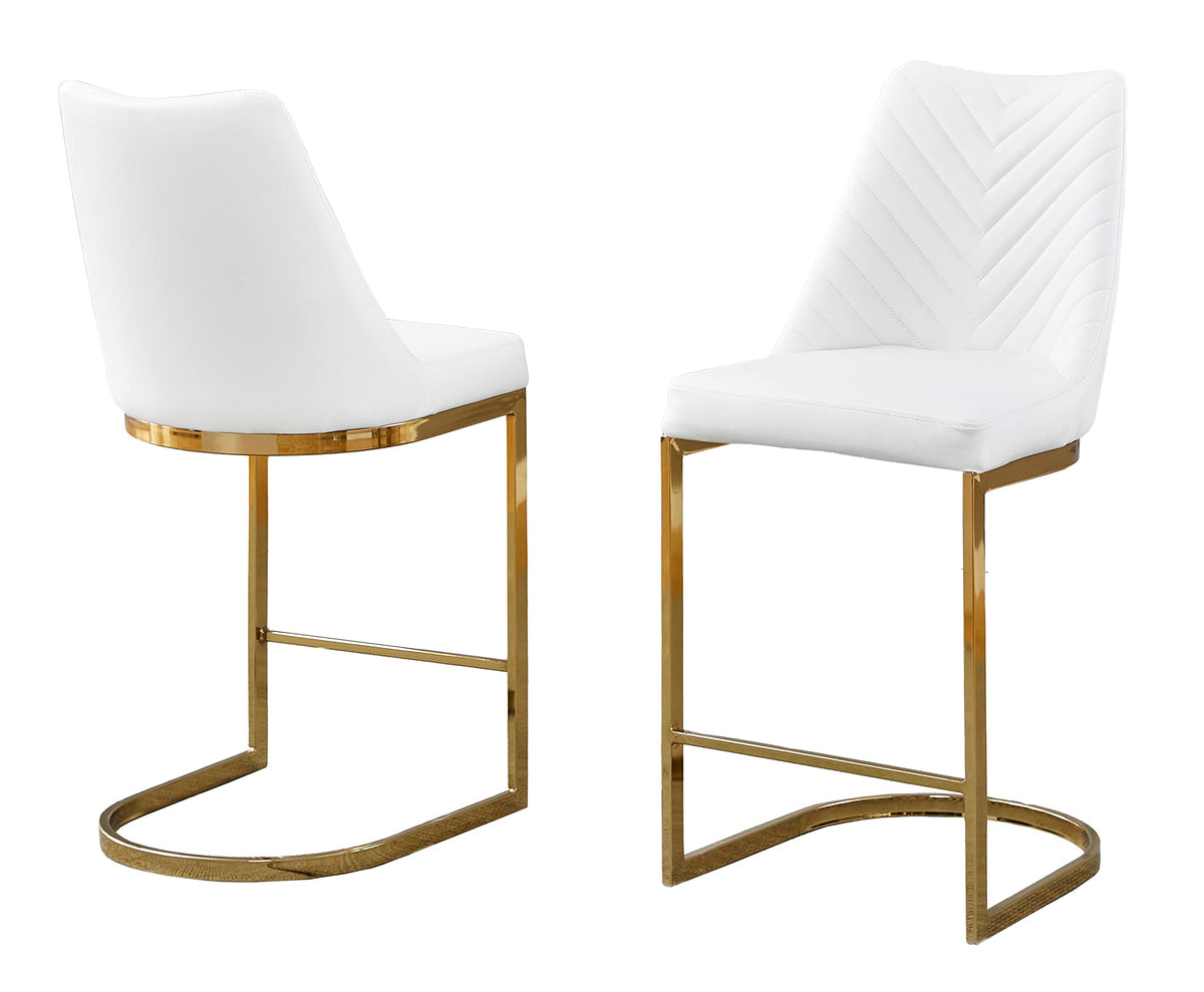 Best Quality Furniture D217-Chc Counter-Height Chairs, White/Gold