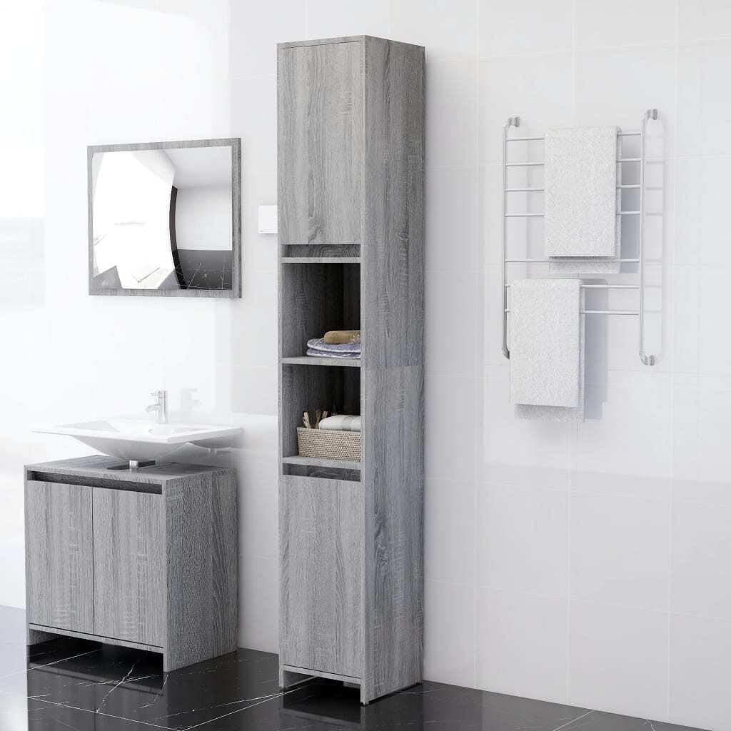 Bathroom Cabinet Grey Sonoma 30X30X183.5 Cm Engineered Wood