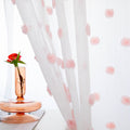 Mysky Home Pink Curtains For Living Room 84 Inch Long Pom Pom Bedroom White Sheer Curtains For Nursery Girls Light Filtering Rod