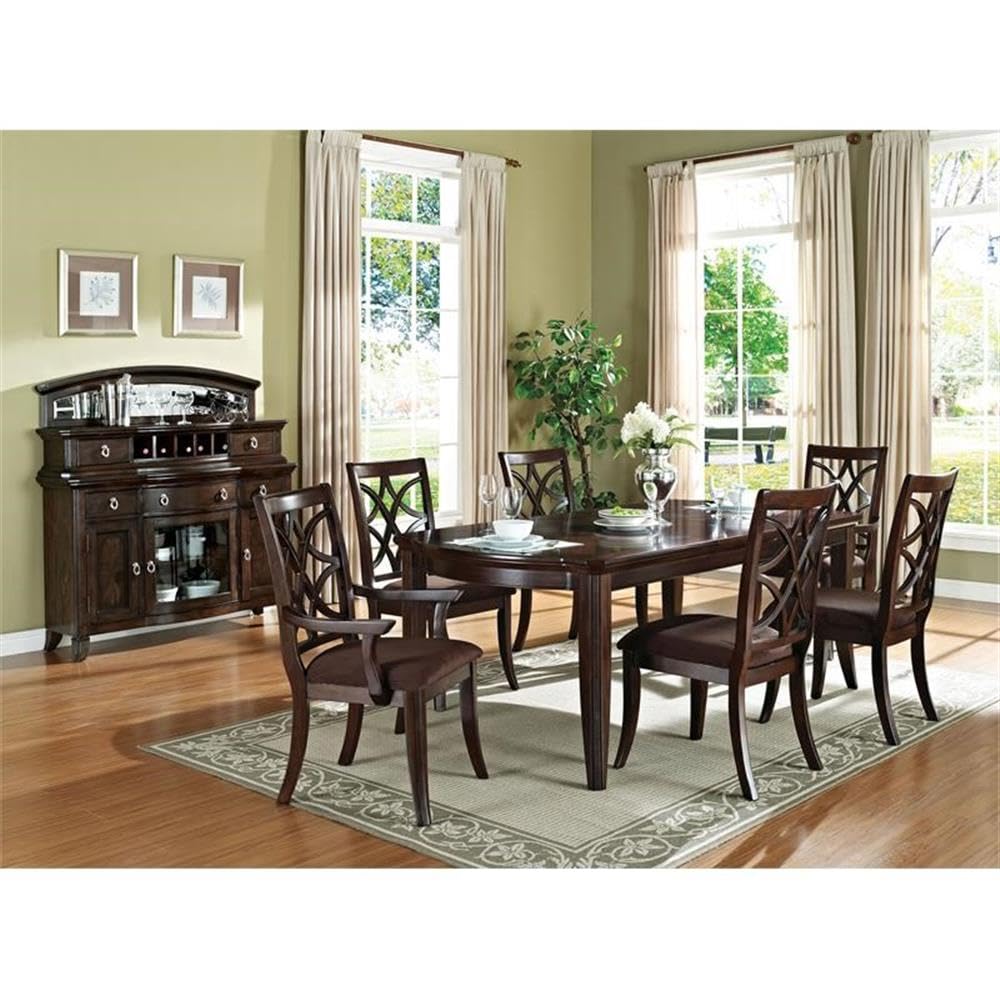 Acme Keenan Wooden Dining Table with Leaf in Dark Walnut