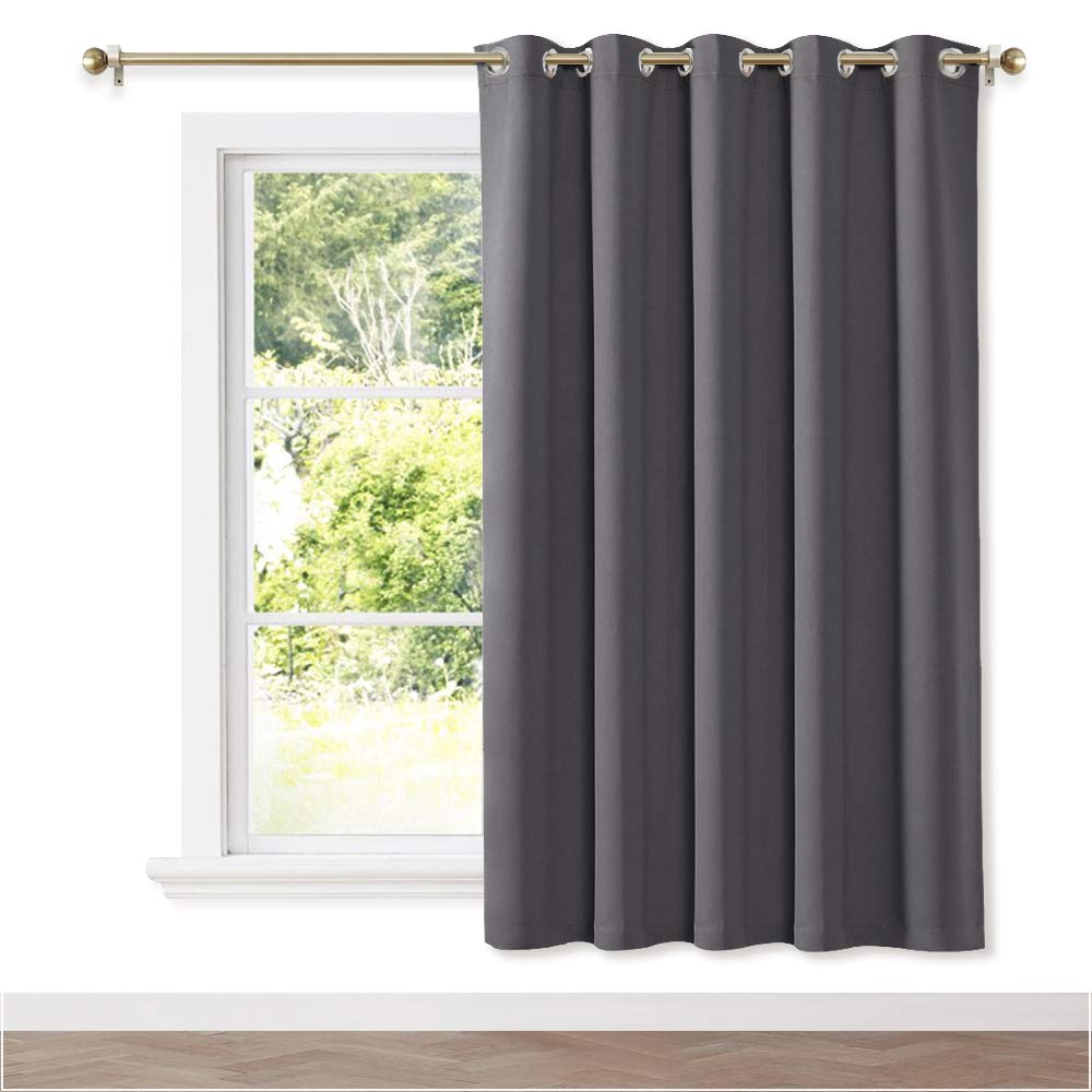 Nicetown Blackout Wide Blinds For Sliding Door,Insulated Noise Reduction Drapes,Privacy Vertical Curtain For Living Room&Bedroom (1 Panel,Gray,W70 X L72)