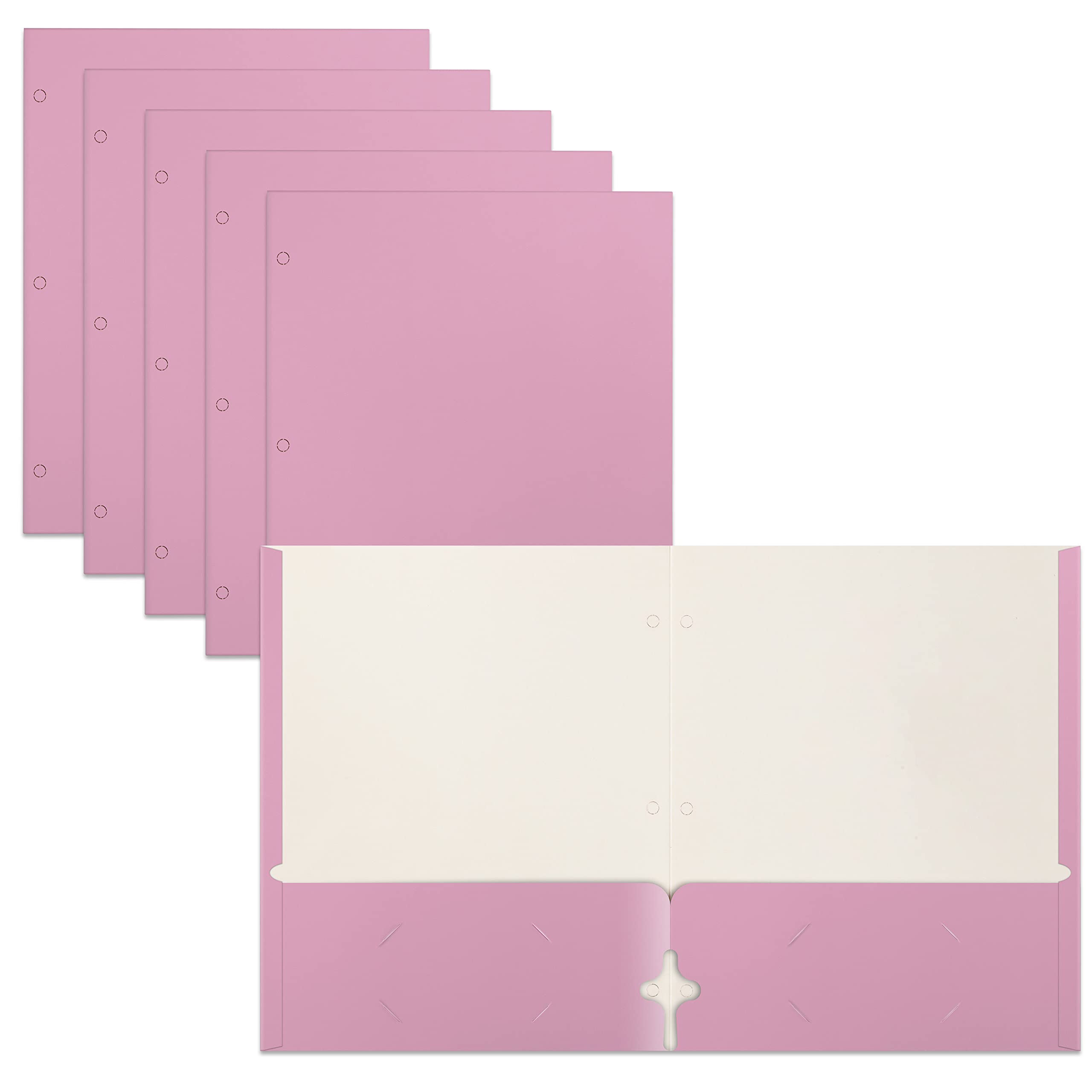 Better Office Products Two Pocket Portfolio Folders, 50-Pack, Pink, Letter Size Paper Folders, 50 Pieces, Pink