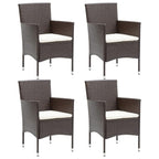 vidaXL Patio Dining Set 5 Piece with Cushions Garden Outdoor Terrace Balcony Dining Table and Chair Seat Seating Furniture Poly Rattan Brown
