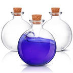 Tessco 3 Pcs Spherical Potion Bottles Round Glass Bottles Clear Potion Jars Large Decorative Witch Bottles for Halloween Christm