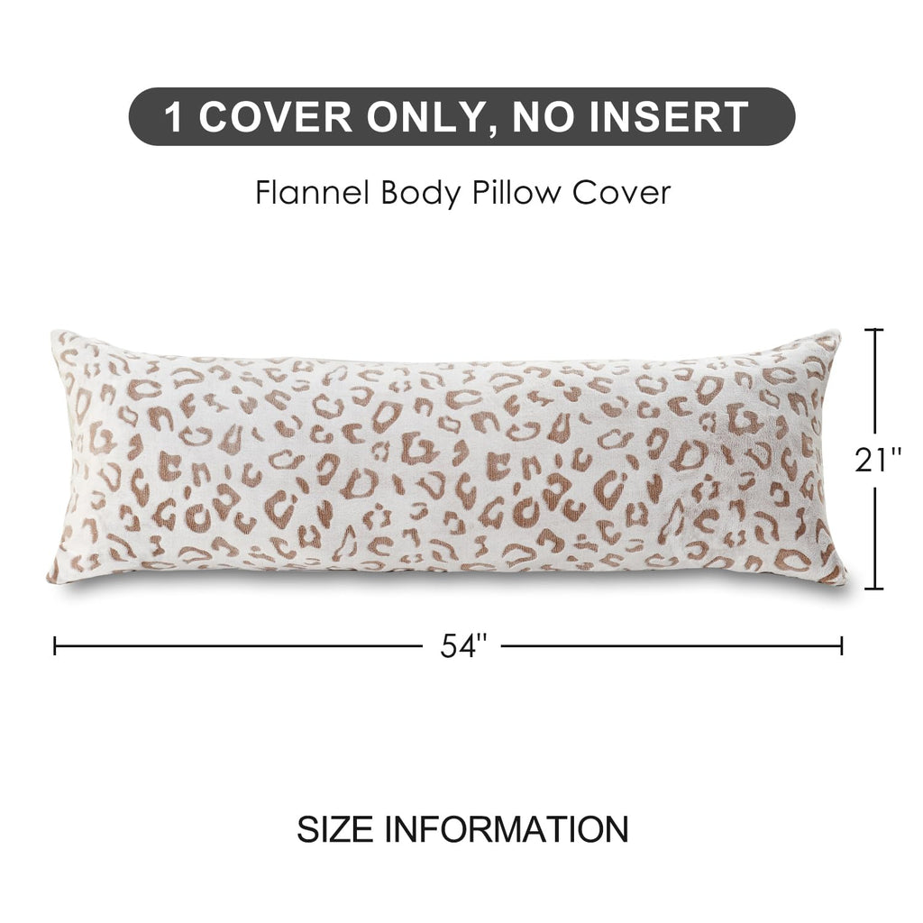 Sochow Body Pillow Cover 21X54 Inches, Super Soft And Cozy Leopard Print Fleece Long Body Pillowcase With Zipper Closure,1 Pack,