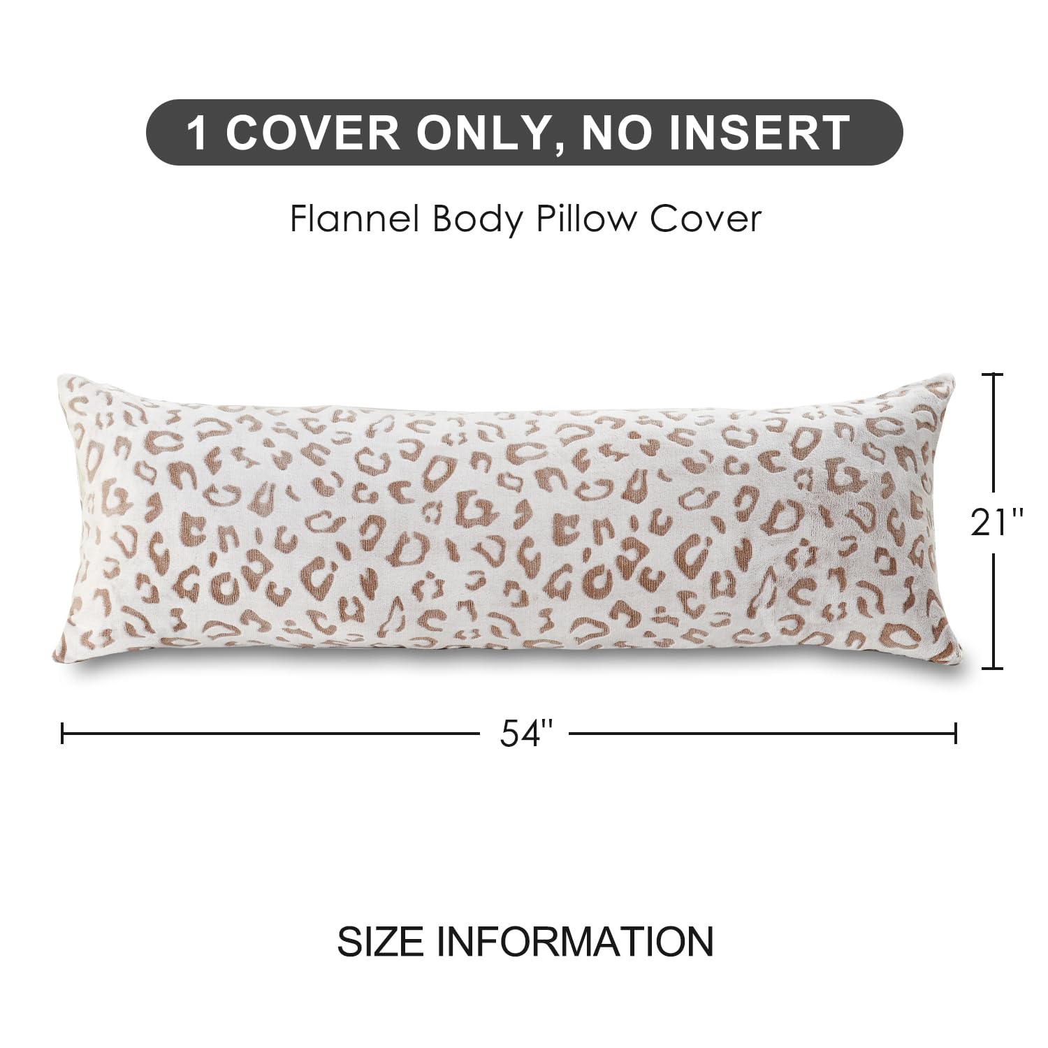 Sochow Body Pillow Cover 21X54 Inches, Super Soft And Cozy Leopard Print Fleece Long Body Pillowcase With Zipper Closure,1 Pack,