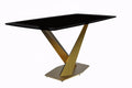 Modern Dining Table Gold Base, With 55 White Grey Sintered Stone Top