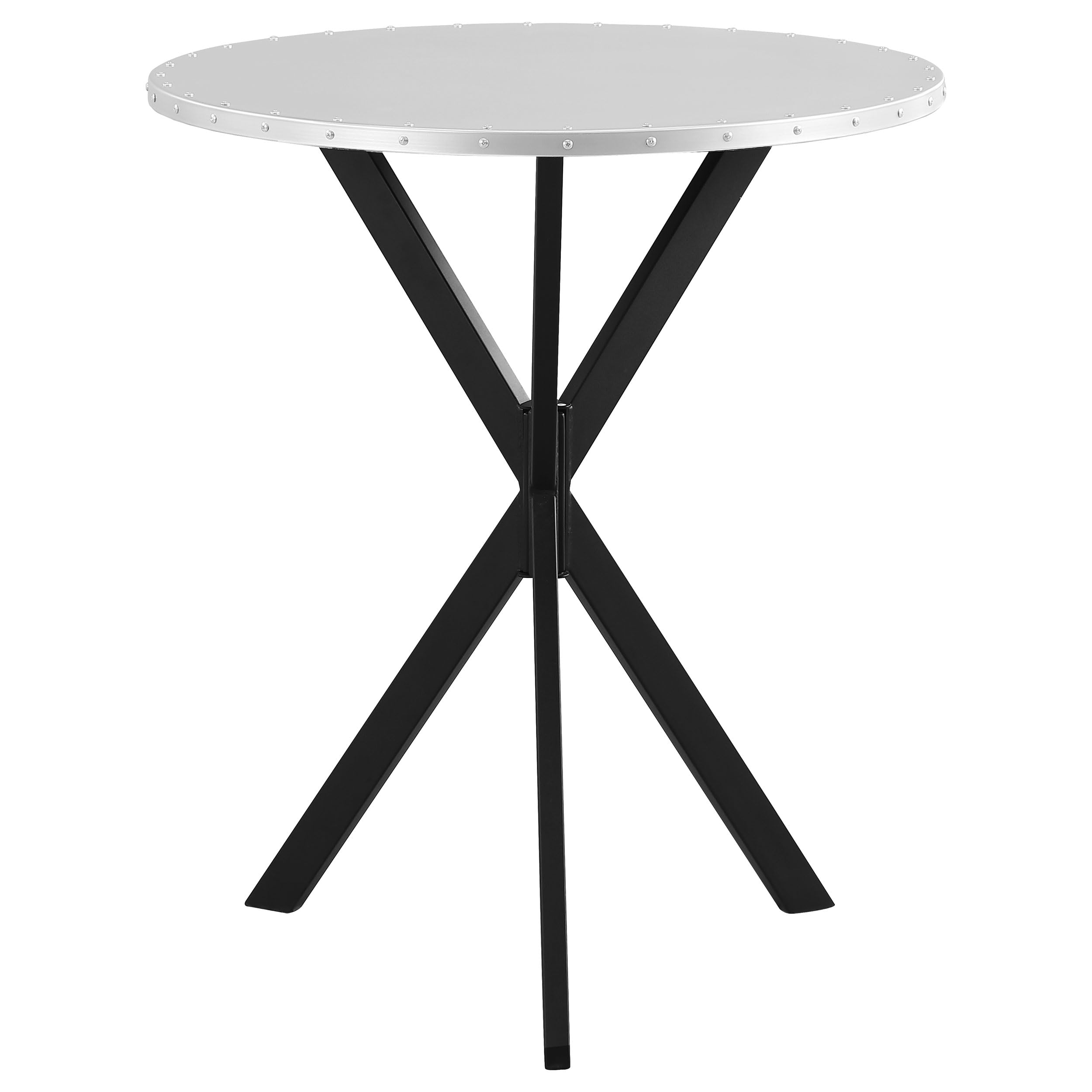 Coaster Home Furnishings Kenzo Round Metal Top Bar Table Silver and Sandy Black
