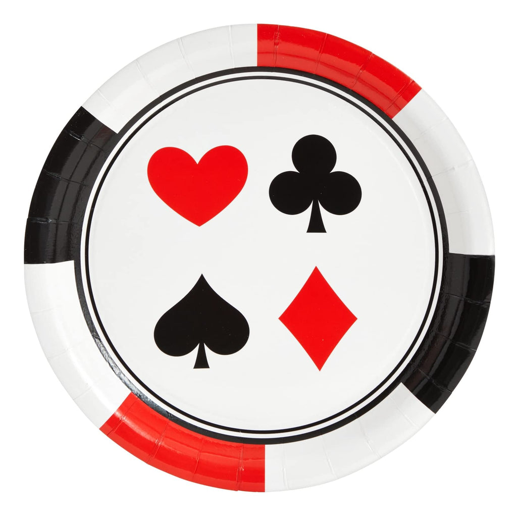 Blue Panda 144 Piece Casino Theme Birthday Party Decorations, Dinnerware Set With Plates, Napkins, Cups, Cutlery (Serves 24) - C