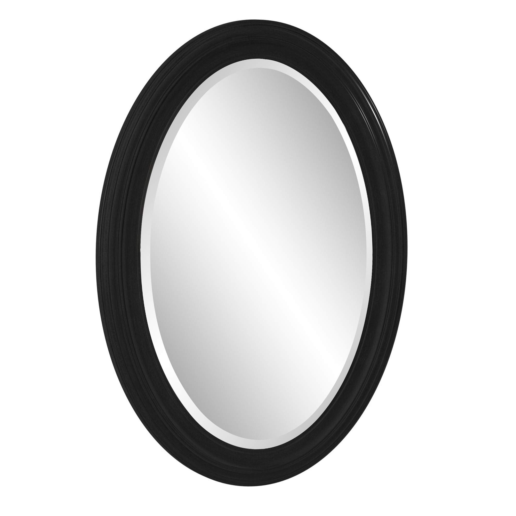 HomeRoots Oval Shaped Matte Black Finish Wood Frame Mirror
