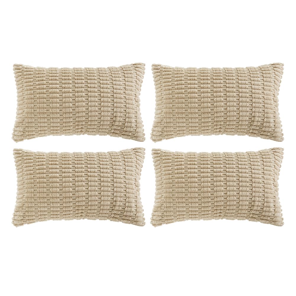 Fancy Homi 4 Packs Tan Decorative Throw Pillow Covers 12X24 Inch For Living Room Couch Bed Sofa, Beige Rustic Farmhouse Boho Hom
