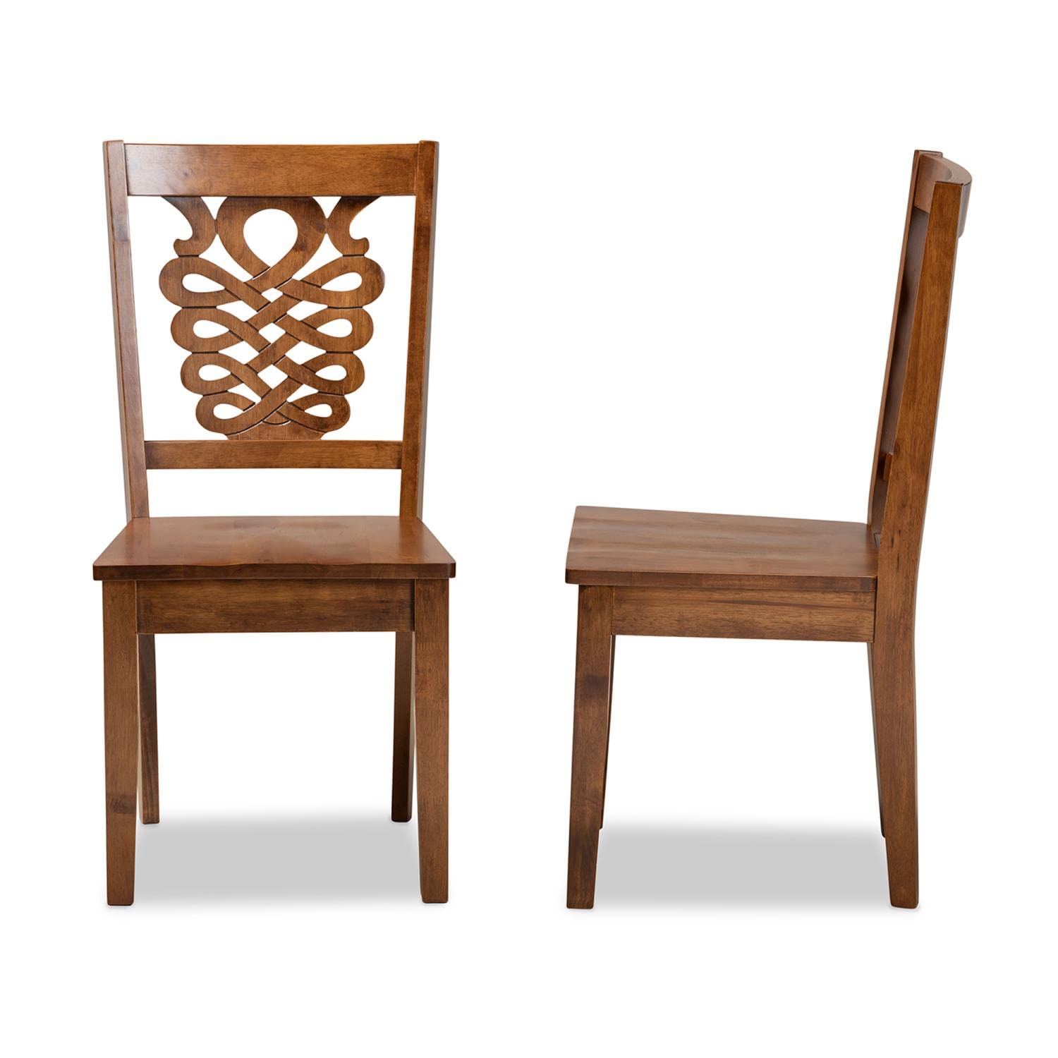 Baxton Studio Gervais Modern and Contemporary Transitional Walnut Brown Finished Wood 2-Piece Dining Chair Set
