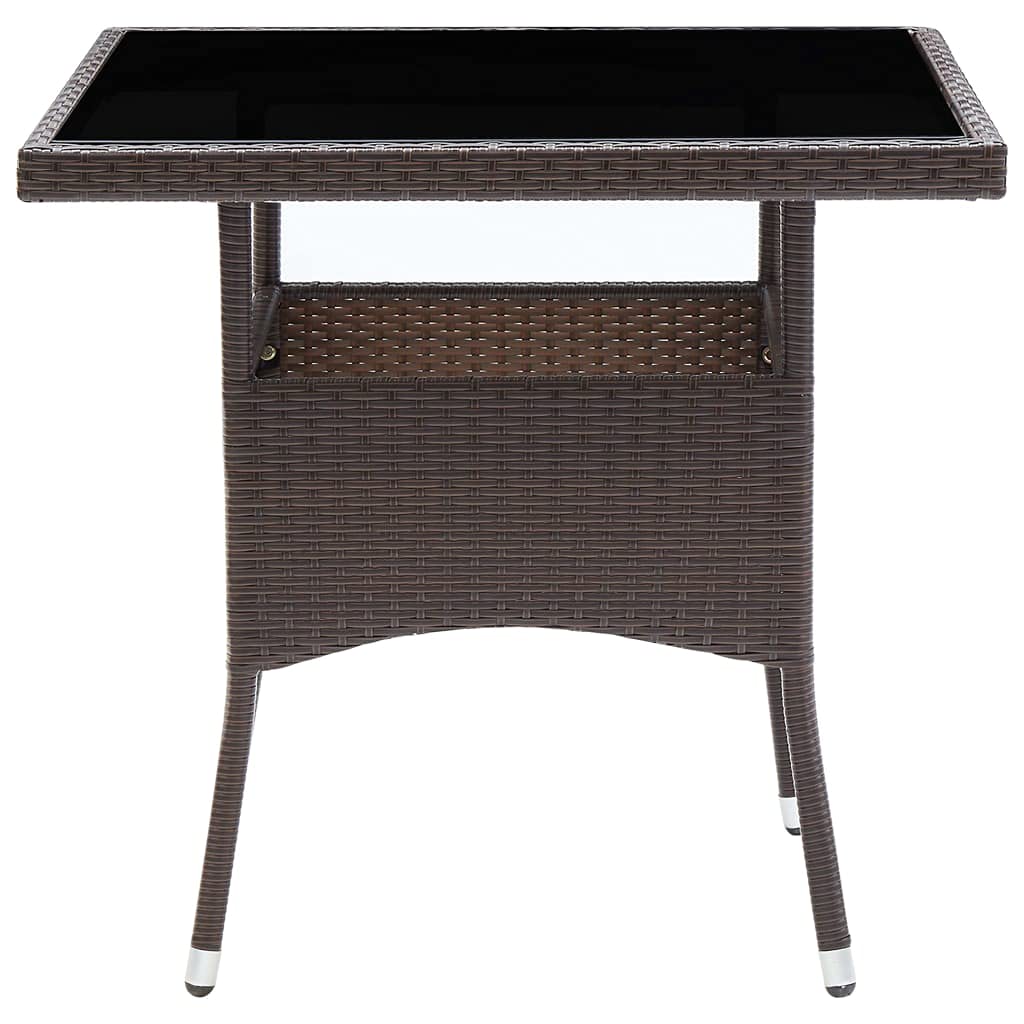vidaXL Patio Dining Table Garden Outdoor Patio Home Indoor Dining Room Living Room Kitchen Dining Table Furniture Brown Poly Rattan