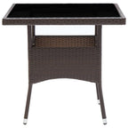 vidaXL Patio Dining Table Garden Outdoor Patio Home Indoor Dining Room Living Room Kitchen Dining Table Furniture Brown Poly Rattan