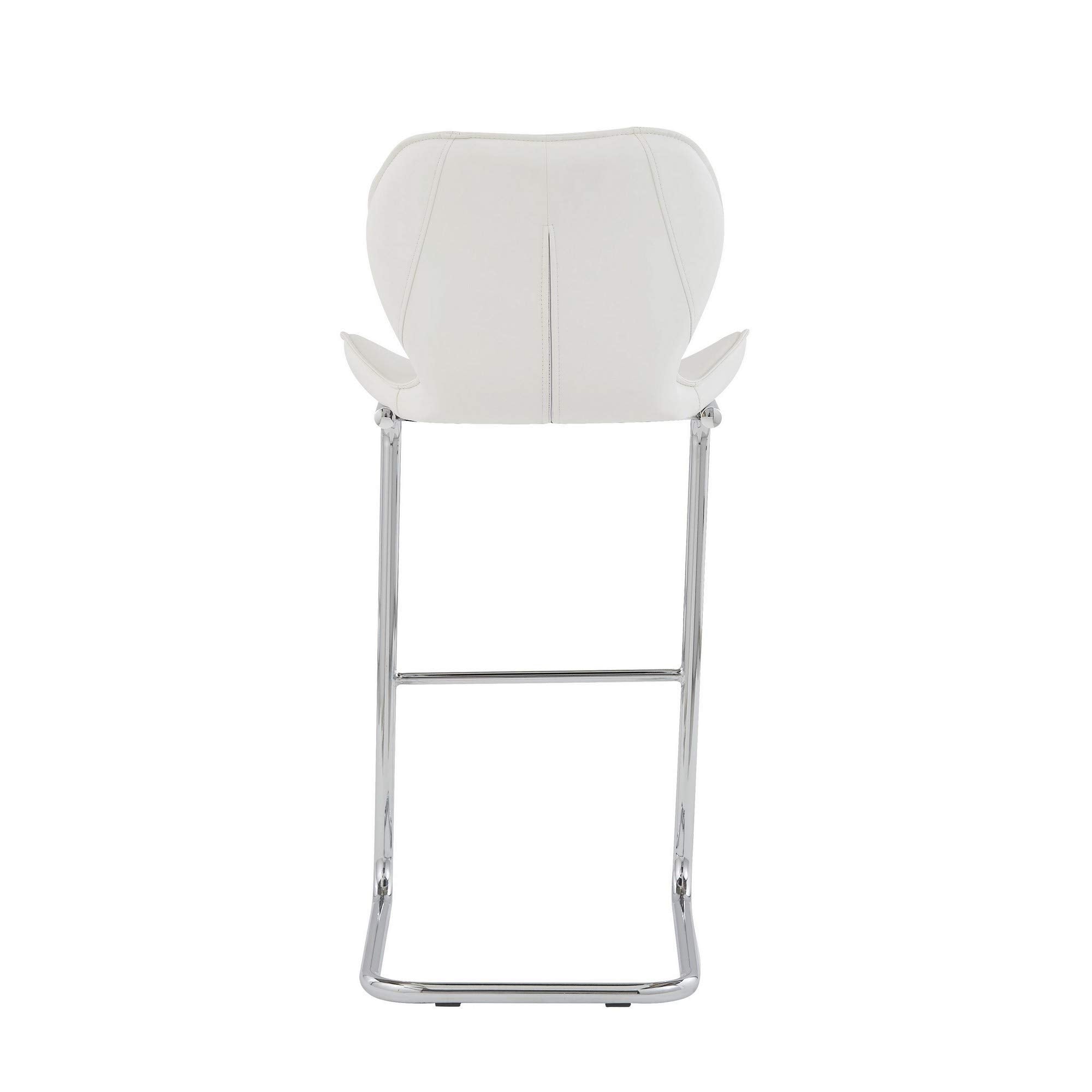 HomeRoots Set of 4 Modern White Barstools with Chrome Legs