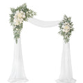 WEIERYUE Artificial Wedding Arch Flowers Kit(Pack of 3),2Pcs Artificial Flower Arch Decor,1Pcs Sheer Draper for Wedding Ceremony