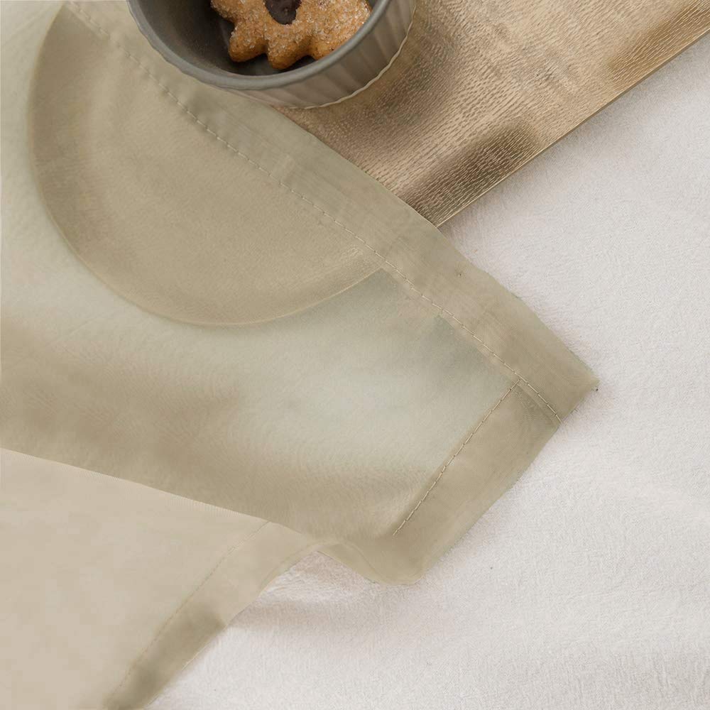 Miulee 2 Panels Solid Color Beige Sheer Curtains Elegant Grommet Window Voile Panels/Drapes/Treatment For Bedroom Living Room (54X72 Inch)