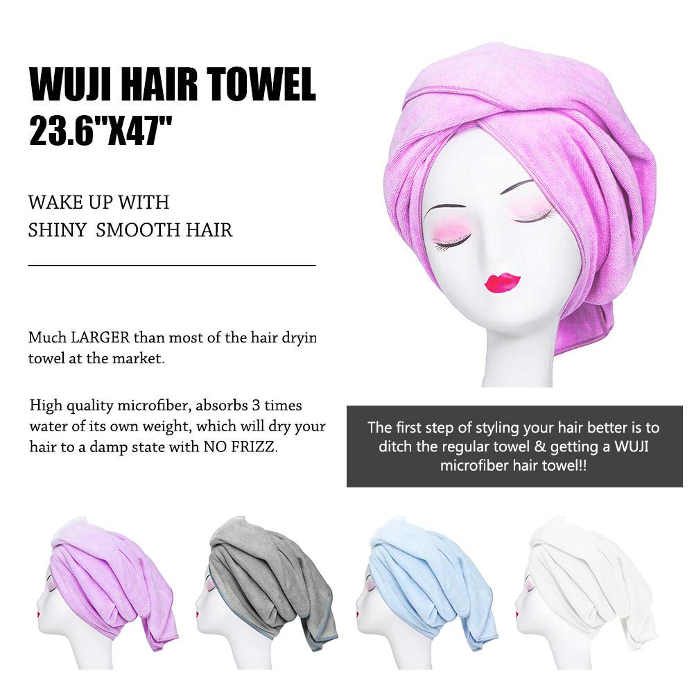 Tancano Microfiber Hair Towel Anti Frizz Hair Wrap Super Absorbent Curly Hair Drying Towel 23.6''X47'' Large Multifunction Towel