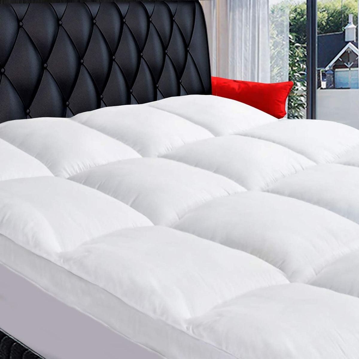 Cooling Full Mattress Topper, Extra Thick Pillowtop, Plush Pad Cover 400Tc Cotton Top Protector With 8-21 Inch Deep Pocket 3D Sn