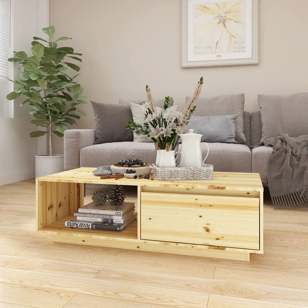 vidaXL Coffee Table 43.3"x19.7"x13.2" Solid Firwood