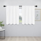 Easy-Going Rod Pocket Blackout Curtains For Bedroom, Room Darkening Window Curtains For Living Room, Thermal Insulated Noise Reduction Solid Window Drapes, 2 Panels(42X36 In, White)
