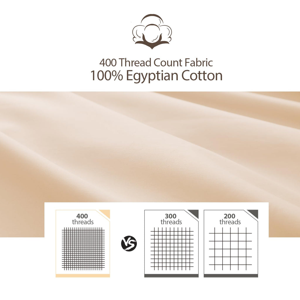 4 Pack Pillow Protector Standard Size 100% Egyptian Cotton Pillow Covers, 400 Thread Count Sateen Weave Cooling Pillow Cases Wit