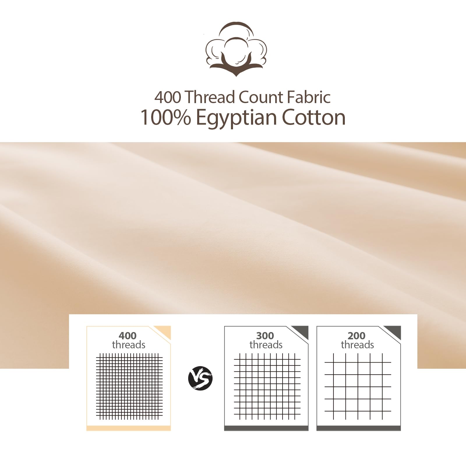 4 Pack Pillow Protector Standard Size 100% Egyptian Cotton Pillow Covers, 400 Thread Count Sateen Weave Cooling Pillow Cases Wit