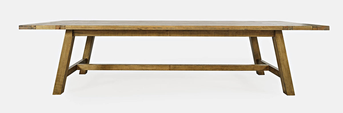 Jofran Telluride Rustic Distressed Pine 127'' Trestle Farmhouse Dining Table with Extensions, Gold